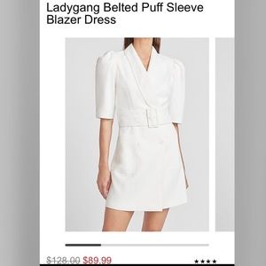 NWOT Express x Ladygang Belted Puff Sleeve Blazer Dress